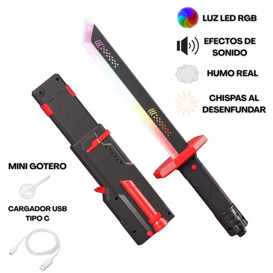 Espada LED con Chispas y Humo