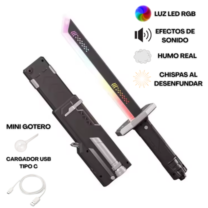 Espada LED con Chispas y Humo