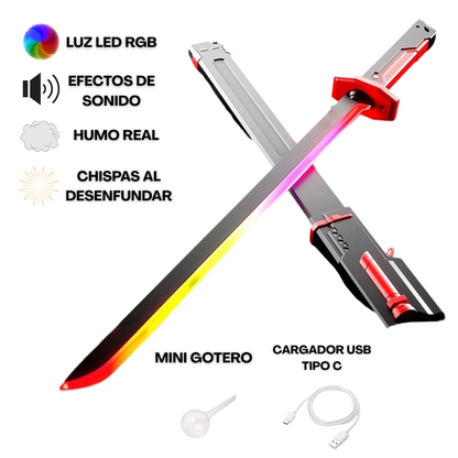 Espada LED con Chispas y Humo